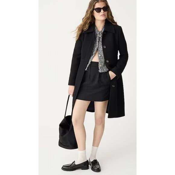 J CREW Black Wool Blended Peacoat Size 8 - Picture 1 of 3